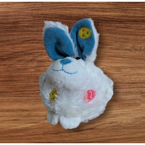 White & Blue Plush Bunny With Colorful Patches WalMart Easter 7" - Picture 1 of 9